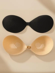 2/1 对聚拢粘性胸罩，可重复使用无肩带前扣隐形乳贴，女士内衣和内衣配饰 - 彩色 - 查看 3