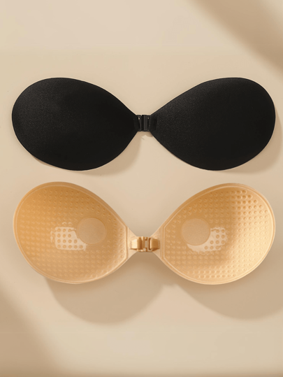 2/1 Pair Push Up Adhesive Bras, Reusable Strapless Front Clasp Invisible Nipple Patches, Women's Underwear And Lingerie Accessories