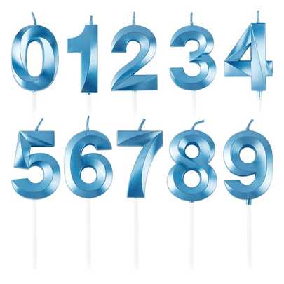 1PC Birthday Party Cake Decoration Candles, Gold-Plated Digital Blue Exquisite Birthday Digital Candles, Wedding And Birthday Supplies, Home And Party Decorations