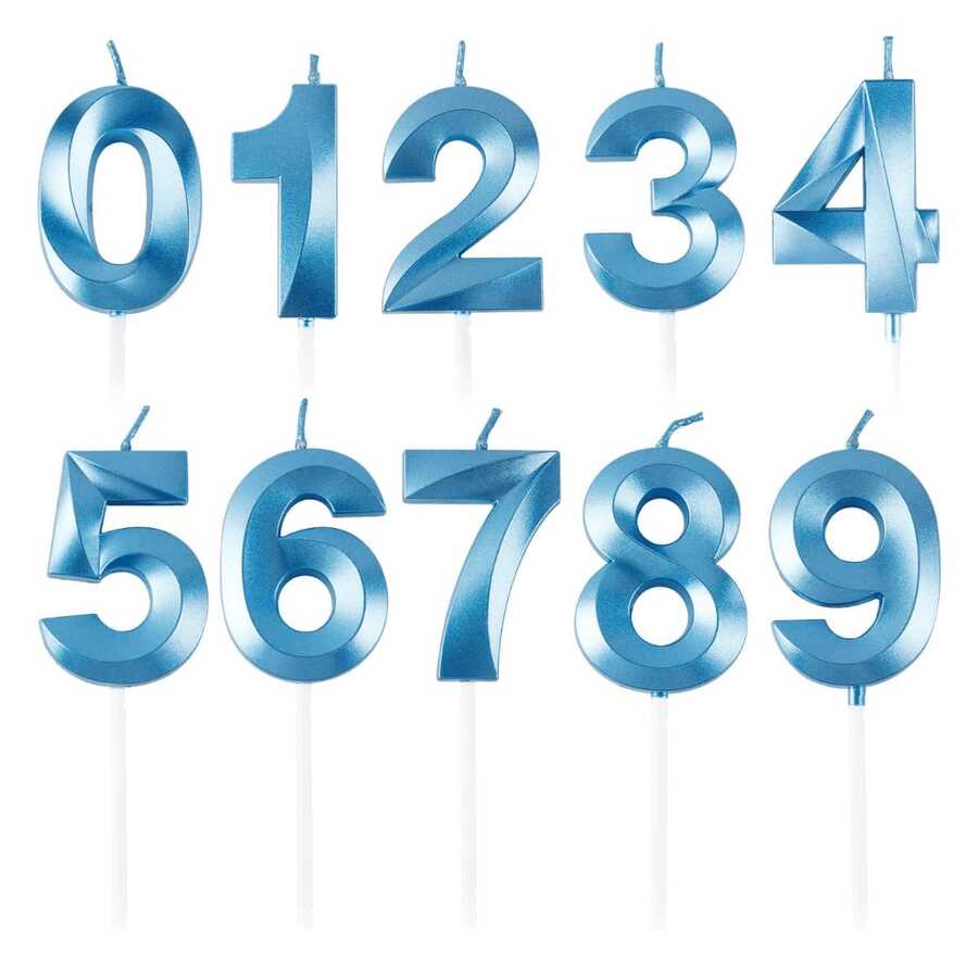 1 cây nến trang trí bánh sinh nhật, nến kỹ thuật số mạ vàng màu xanh dương tinh tế, đồ dùng trang trí đám cưới và sinh nhật, trang trí nhà cửa và tiệc tùng. - Màu xanh lam - Xem 1