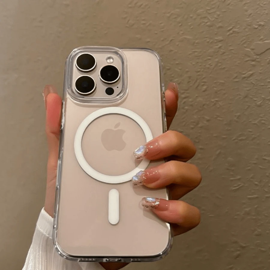 With Camera Control Button Transparent Acrylic Magsafe Case For IPhone 16 Pro Max 16 Plus Clear PC Wireless Charging Cover - 無色 - 查看 1