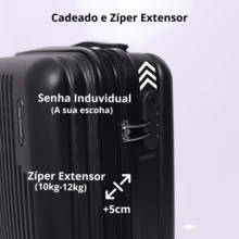 Carry-On Travel Suitcase Expandable 10kg 360° Wheels Compact ABS - 黑色 - 查看 10