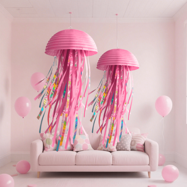 Linternas de papel con diseño de medusas azules/moradas/rosas, decoraciones colgantes de fiesta submarina con temática de sirena, suministros para fiestas con tema oceánico, cumpleaños, oficina, fiestas, bodas, Navidad, decoración de restaurantes, linternas de papel plegables para múltiples escenarios