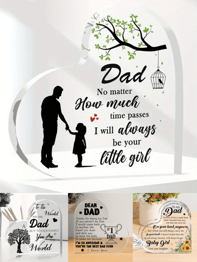 1Pc Acrylic Plaque - Family - To My Dad - Thanks For Being My Dad, Gift For Dad Acrylic Heart Sign Gift For Dad Thankful Quote, Table Centerpiece Decor From Son/Daughter For Father's Day Gift
