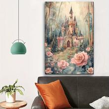1 Pc Canvas Painting, Fairy Tale Queen's Castle Room , Wooden Framed Art,High Quality ,Thickness 2. 25cm/1inch Wall Art Prints Poster Direct Hanging Decor For Home Gifts,Living Room, Bathroom, Bedroom, Kitchen,Bar,Office,Halloween, Christmas And Valentine's Day Gifts,2D Plane - 彩色 - 查看 3
