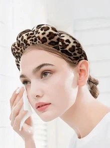 1pc Leopard Print Headband, Sponge Spa Headband, Soft Towel Fabric Hair Hoop For Washing Face, Skincare, Makeup Removal, Hairband Headband For Women ,Hair Accessories, Diadema