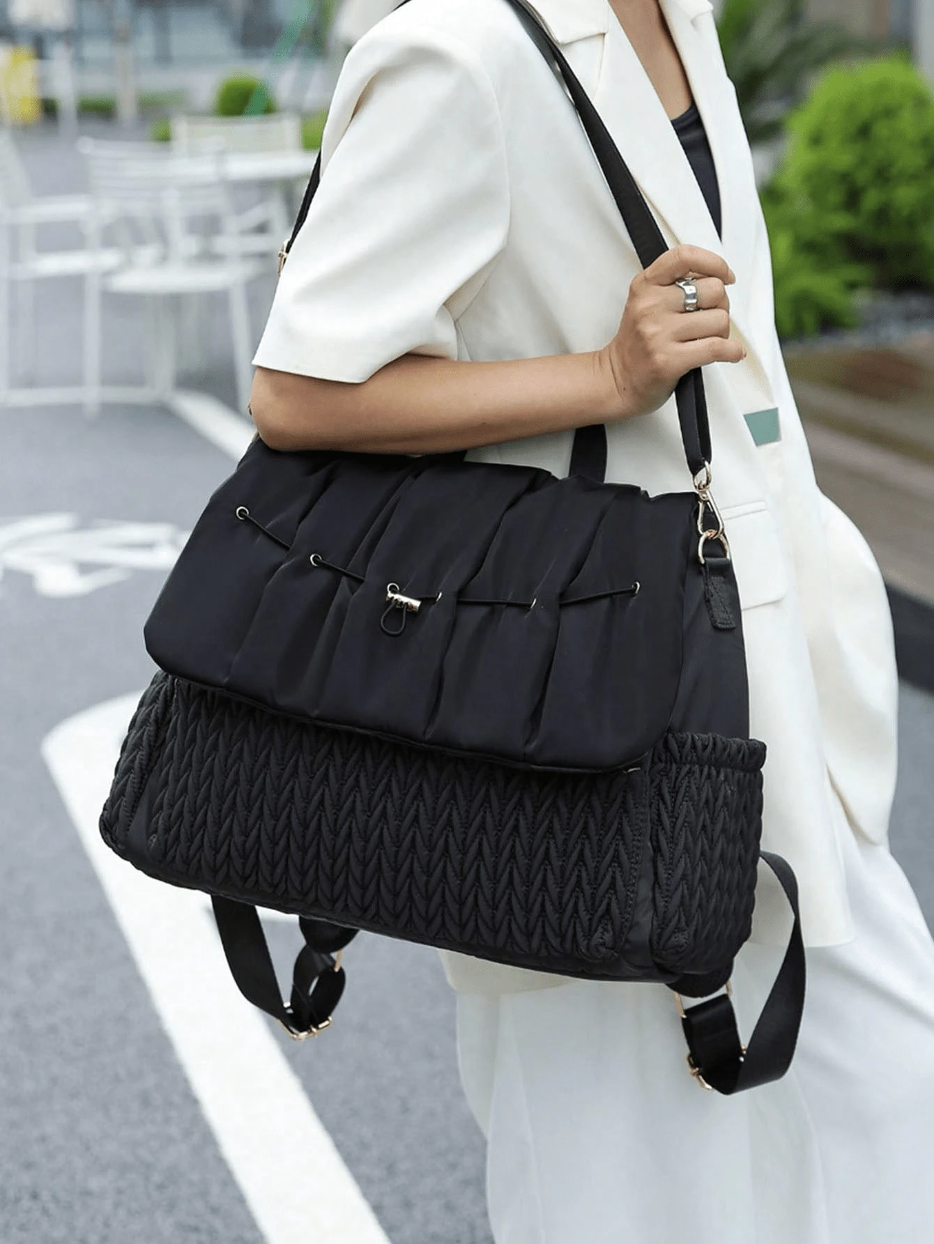 Nueva mochila multifuncional de gran capacidad para maternidad y bebé, bolso pañalera, liviana y conveniente para salir - Negro - Ver 1