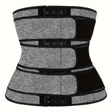 3 Band Tummy Control Fitness Corset, Neoprene Waist Trainer For Women, BodyShaper Waist Sweat Belt, Lose Weight Instantly With This Adjustable Corset Belt - ForMen & Women! - 灰色 - 查看 3