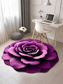 1 件紫色 3D 花卉地毯、沙发卧室客厅地毯、床边地毯、可洗地毯，挂在墙上也很好看，营造浪漫舒适的氛围；客厅地毯：房间装饰、万圣节派对装饰、万圣节礼物；可洗、现代风格地毯、办公室使用、图案鲜艳、奢华柔软