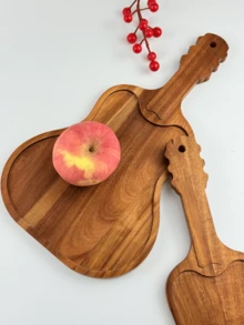 1/2 件吉他形托盘、奶酪板、储物托盘、木制品、不对称托盘、实木托盘、木制托盘、早餐托盘、托盘、食物派对装饰托盘、水果托盘、糖果托盘、寿司托盘、小吃托盘、装饰托盘、多用途实木托盘 - 棕色 - 查看 8