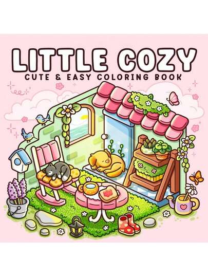 1pc LITTLE COZY: Coloring Book For Adults And Teens, Super Cute Designs Of Cozy, Hygge Spaces For Relaxation Release Emotions And Relieve Anxiety | Ideal Gift For Holidays And Special Occasions-Colouring Book Children Books And Kids Book(Default Does Not Include Marker Pen)