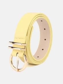 1 pieza Cinturón decorativo de mujer de unicolor y casual de PU (poliuretano), adecuado para uso diario con hebilla de doble pasador, otoño, Halloween - A - Ver 9