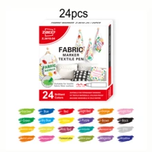 12/24色1盒布画笔防水不褪色涂鸦笔织物笔手工绘画笔DIY彩绘T恤鞋刷马克笔彩色笔，学校用品，返校