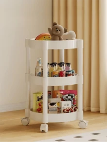 1 pieza Mesa auxiliar móvil multiusos, con ruedas de freno, desmontable y portátil, muebles de decoración para el hogar, sala de estar, mesa de noche, raqueta de viaje/camping de muebles para exteriores, mesita de centro de balcón/patio, garra de almacenamiento de cocina - Blanco - Ver 2