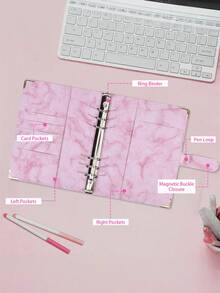 1Set A5 PU Leather Notebook Binder, 6 Ring Refillable Binder For Cash Stuffing Cover Photocard Binders, Large Multi-Functional Photo Album And Business Card Holder, Suitable For Collectible Cards, Sports And Game Trading Card, For Everyday Use