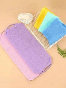 1 件/2 件弹性磨砂丝瓜巾 - 加厚加固去角质浴巾，适用于家庭身体护理，米色