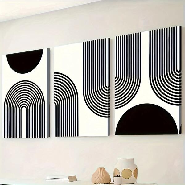 3 peças de pintura em tela e pôster, arte geométrica abstrata moderna em estilo boêmio, decoração para casa, arte de parede, decoração de quarto, impressão HD, presente de Natal, sala de estar, quarto, sala de jantar, decoração de escritório, sem moldura