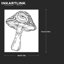 INKARTLINK 革命性技术纹身，半永久纹身，蘑菇，逼真纹身，真情纹身，临时纹身，假纹身，防水，逼真纹身外观，小众设计纹身，植物纹身 - 黑色 - 查看 5
