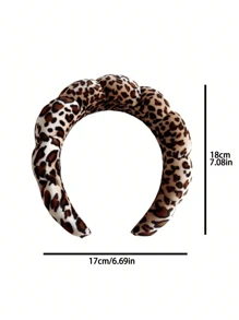 1pc Leopard Print Headband, Sponge Spa Headband, Soft Towel Fabric Hair Hoop For Washing Face, Skincare, Makeup Removal, Hairband Headband For Women ,Hair Accessories, Diadema