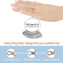 KLONKEE 27 piezas Juego de herramientas para medir el anillo, Varilla medidora de anillos, Herramientas de medición de anillos de acero de alta calidad, Tallas de anillo EE. UU. 0-13, 2 varillas reutilizables para medir el dedo (Tallas de anillo EE. UU. 1-17), Con lupa - Multicolor - Ver 10