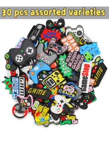 10/20/30/50 件游戏主题随机图案鞋饰套装，PVC 沙滩包鞋饰，鞋饰配件，生日圣诞节情人节万圣节派对礼物，可爱靴子配件新娘婚鞋高跟鞋 - 多色 - 查看 9