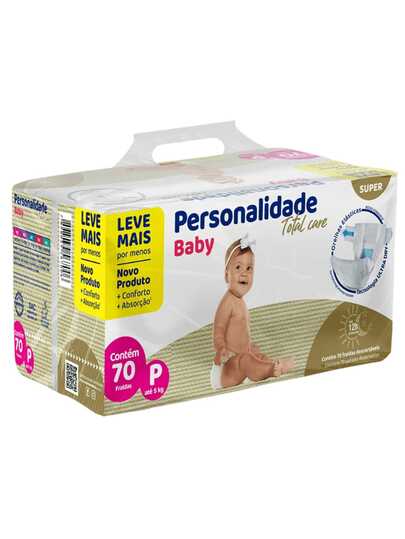 Fralda Descartável Personalidade Baby Total Care Bag - Tamanho P - 70 Unidades