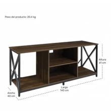 Soporte de TV para televisores de hasta 55.51 pulgadas, centro de entretenimiento multimedia de 3 niveles con estantes abiertos, mesa consola multimedia de TV con estante de barra de sonido para sala, marrón rústico - Marrón - Ver 2