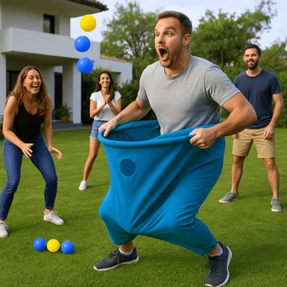 Juego de pantalones de abuela para actividades al aire libre, un divertido juego de fiesta que incluye pelotas saltarinas, adecuado para reuniones familiares, actividades al aire libre, juegos de adultos, trabajo en equipo, etc. Apropiado para eventos familiares y trabajo en equipo.