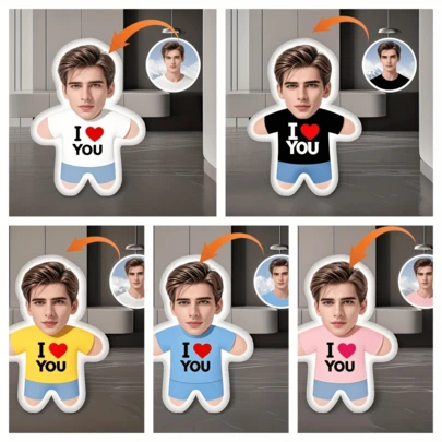 Personalized Face Pillow, 5 Colors "I Love You", Customizable Throw Pillow, Unique And Fun. Suitable For Father's Day, Mother's Day, Halloween, Christmas, Christmas Eve, Valentine's Day, Birthday, Anniversary, Thanksgiving And Other Occasions.