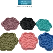 1pc Pet Silicone Slow Feeder Bowl, Anti-Choke Anti-Vomiting Dry And Wet Food Silicone Dish, Floral Shaped - Multicolor - View 4