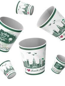 طقم أطباق وأكواب ورقية يمكن التخلص منها لاحتفالات اليوم الوطني السعودي، مناسب لحفلات الاحتفال باليوم الوطني السعودي، استقبال الضيوف، ديكور الحفلات، اكسسوارات الحفلات، هدايا تذكارية، باللون الأخضر لليوم الوطني السعودي