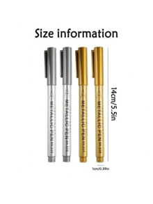 6支/套/4支/套/2支/套/1支 优雅金属金银色书法笔 - 防水闪光墨水，适用于婚礼、婚庆用品、生日和父亲节贺卡 | 写一封饱含深情的感谢信给妈妈，用于邀请函、信封和DIY手工艺品