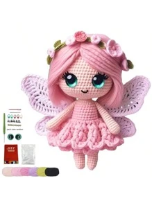 Kit de Principiante de Ganchillo DIY que incluye instrucciones, materiales para el set de artesanía de tejer Hada Mariposa, decoración hecha a mano, acento sanador para el hogar, regalo de creatividad, que incluye gancho y hilo para colgar/adornos, accesorios de color aleatorio, adecuado para cumpleaños, Navidad, Día de San Valentín, Día de la Madre
