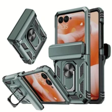 LeYi For Motoro Razr-2024 Case [   ]: With Hinge Cover, Heavy Duty Rugged Shockproof Cell Case Cover With Magnetic Ring Kickstand Funda Para Moto Razr 2024, Blue - Champagne - View 5
