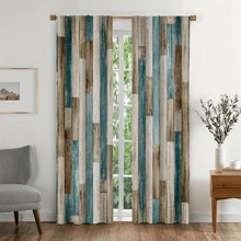 2pcs/Set Nordic Style Simple Wood Pattern Door Curtain, Lightweight And Ventilated, Suitable For Cozy Bedrooms, Chic Offices, Fashionable Kitchens, Warm Living Rooms, And Peaceful Study Rooms