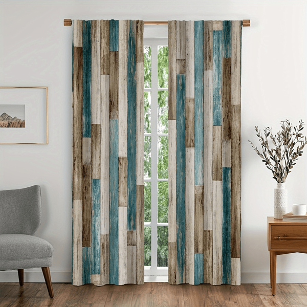 2pcs/Set Nordic Style Simple Wood Pattern Door Curtain, Lightweight And Ventilated, Suitable For Cozy Bedrooms, Chic Offices, Fashionable Kitchens, Warm Living Rooms, And Peaceful Study Rooms