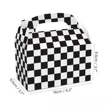 12pcs-Black & White Plaid Gift Box, Race-Themed Party Snack Box, Party Favors Treat Boxes, DIY Favors Bag, Gable Boxes Snack Boxes With Handles, For Birthday Party Decor,Halloween, Christmas Decorations