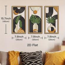 3pcs Medieval Style Modern Hollow Wall Art Bohemian Abstract Geometric Wooden Wall Decor For Bedroom, Living Room, Porch