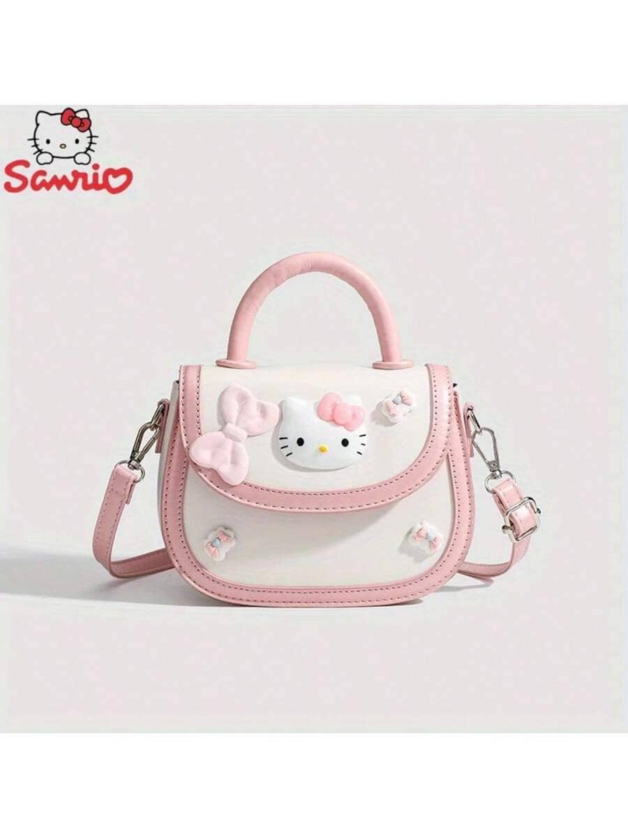 Sanrio 1pc New Sanrio Cartoon Character Hello Kitty Mini Saddle Bag Dopamine Pink Tote Fashion Crossbody Kawaii Shoulder Bag Perfect Gift For Kids Women