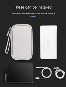 1 件数码配件收纳袋，通用旅行电子产品线缆整理袋，适用于手机、数据线、硬币、珠宝、分类存储、移动电源、鼠标、充电器、硬盘盒、保护套、耳机袋充电器盒移动电源手机充电器