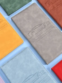 High-Quality Faux Leather Car Document Holder - Fashionable Unisex Storage Pouch - Storage For Insurance, Registration, And Manuals - Fits In Glove Box, Compact And Portable, Ideal Gift For Girlfriend, Sunny Travelers, Cool People, Perfect For Christmas, Valentine's Day, Stocking Stuffer, Personalized Gift, And Christmas Present - Multicolor - View 7