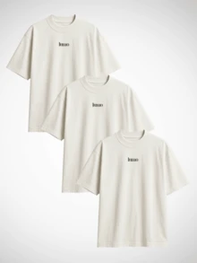 Kit 3 Oversized T-Shirts For Men And Women Unisex Streetwear Plain Academia Lumo Premium 100% Cotton - Kem - Xem 1