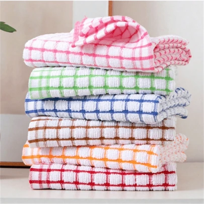 6 paños de té de algodón, a cuadros de colores de moda, extra grandes y gruesos, suaves y absorbentes