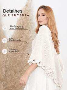 Women's Poncho Coat Knit Cape Elegant Blouse Winter Cold Warm Marrie Knit - 香檳色 - 查看 2