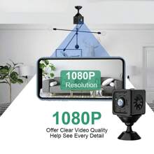 1 pezzo Telecamera mini smart Full HD 1080p - Supporta Wi-Fi 2.4G, visione notturna a infrarossi, rilevamento del movimento, chiamata vocale bidirezionale, ricarica USB, visualizzabile tramite app mobile, facile installazione. Adatto per monitoraggio di ufficio, famiglia, bambini, animali domestici e anziani.