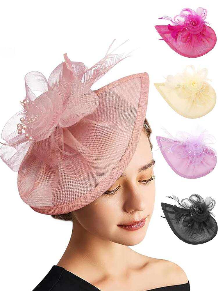 1 Băng đô cài tóc lông vũ cho tiệc trà nữ Mũ Kentucky Derby Mũ tiệc cocktail Cưới cô dâu Kẹp băng đô cho nữ Bé gái Sinh nhật Ngày của Mẹ Quà tặng Halloween Giáng sinh - Nhiều màu - Xem 1