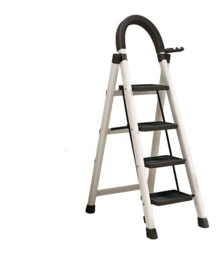 GLOBAL Z-A Escalera Plegable, de Tijera, de 3 5 Peldaños, Taburete, Antideslizante, Bloqueo de Seguridad, Fácil de Guardar, Carga hasta 150 kg, Ideal para Cocina, Pasillo, Garaje, Color Blanco