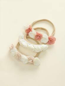 3pcs Artificial Rose Flower Elastic Nylon Headbands, Soft & Comfortable For Photo Taking Hair Accessories - Multicolor - View 14