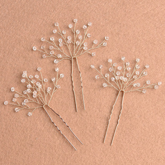 3 件套女士水晶 U 型发夹，新娘婚礼派对活动配饰