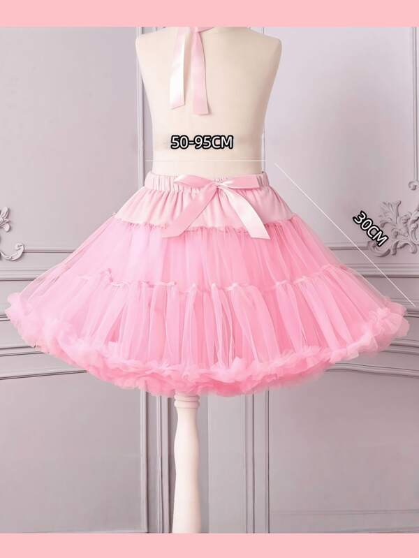 1 pieza Enagua estilo Lolita de algodón de azúcar, falda de tul suave, enagua esponjosa